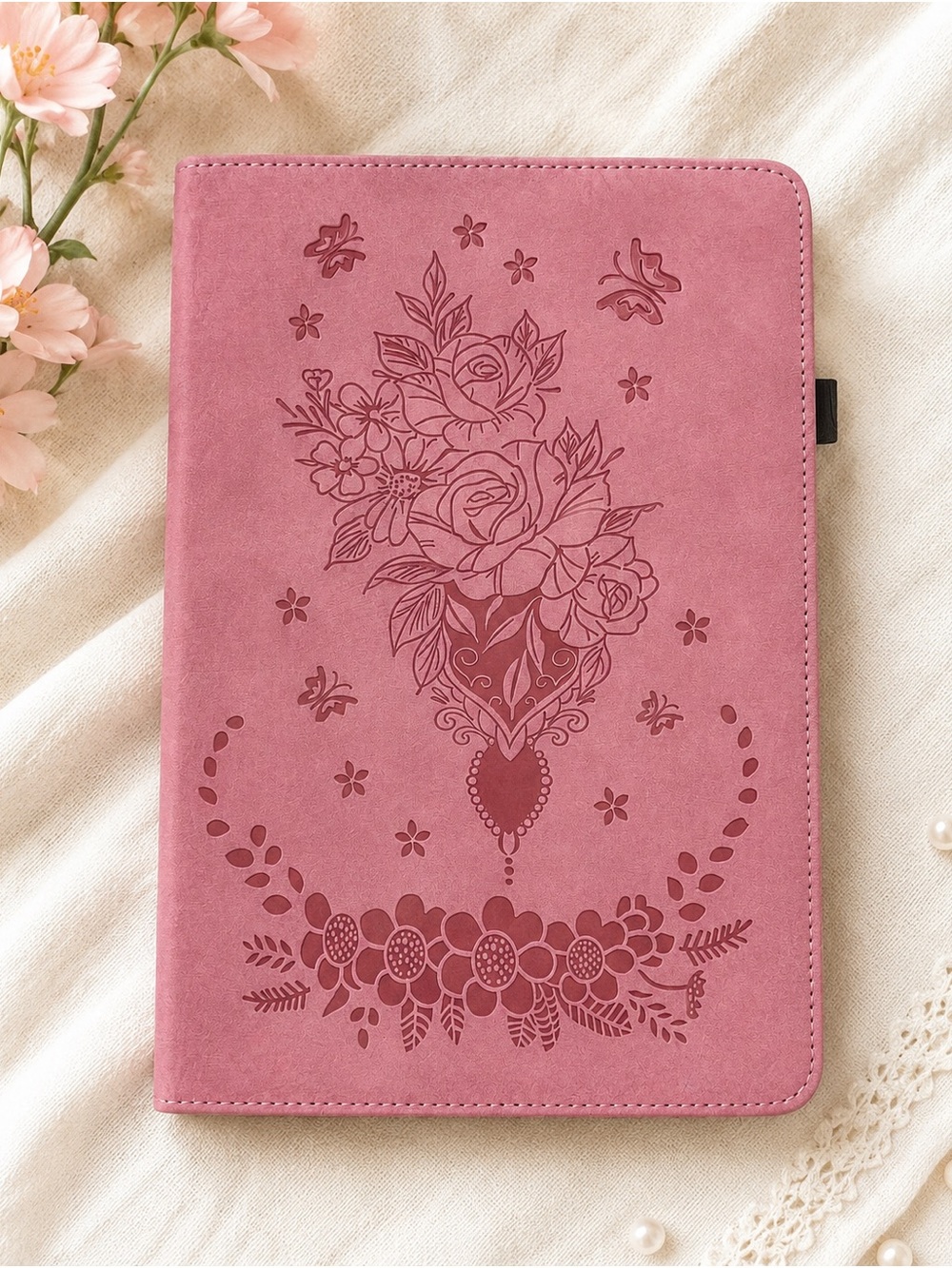 Samsung Galaxy Tab S10 FE S9 FE S9 Pink Floral Folio Case
